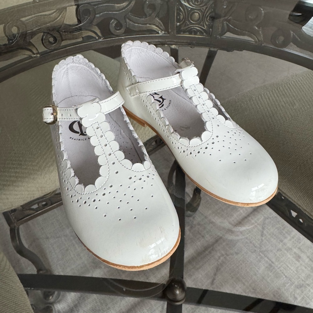 Beatrice & George White Patent Leather Mary Jane Shoes
